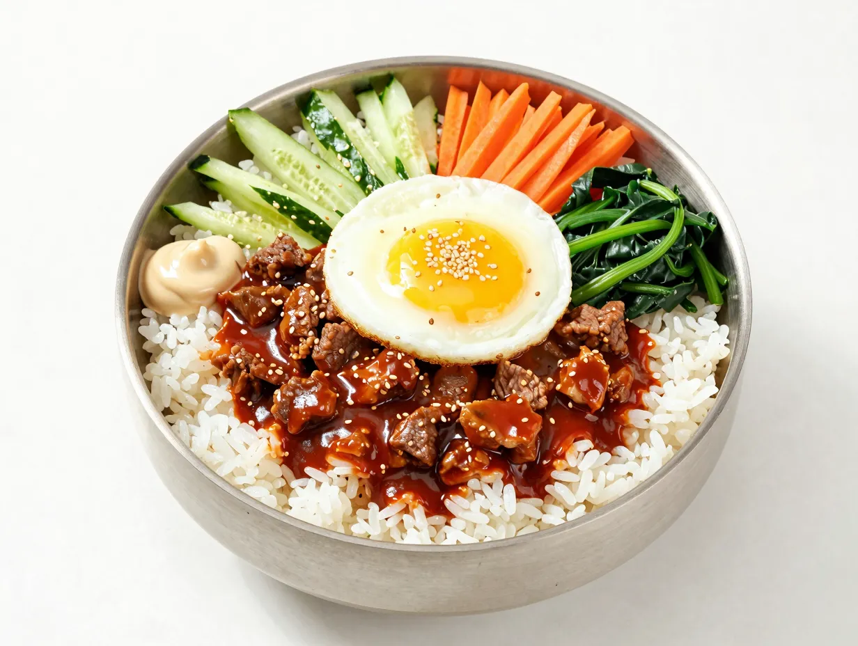 Korean style venison bibimbap bowl
