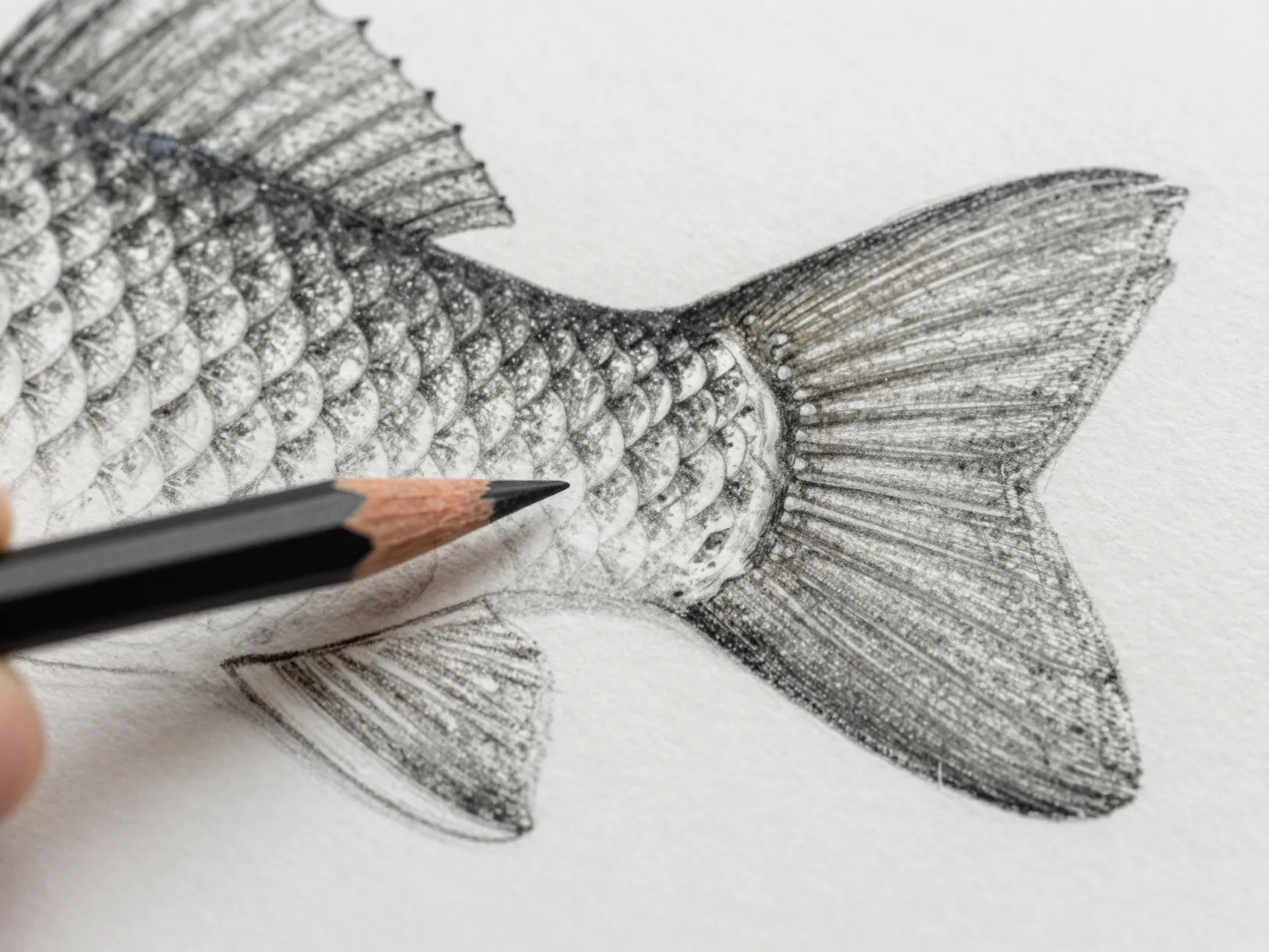 Add texture scale patterns and fin ray detail