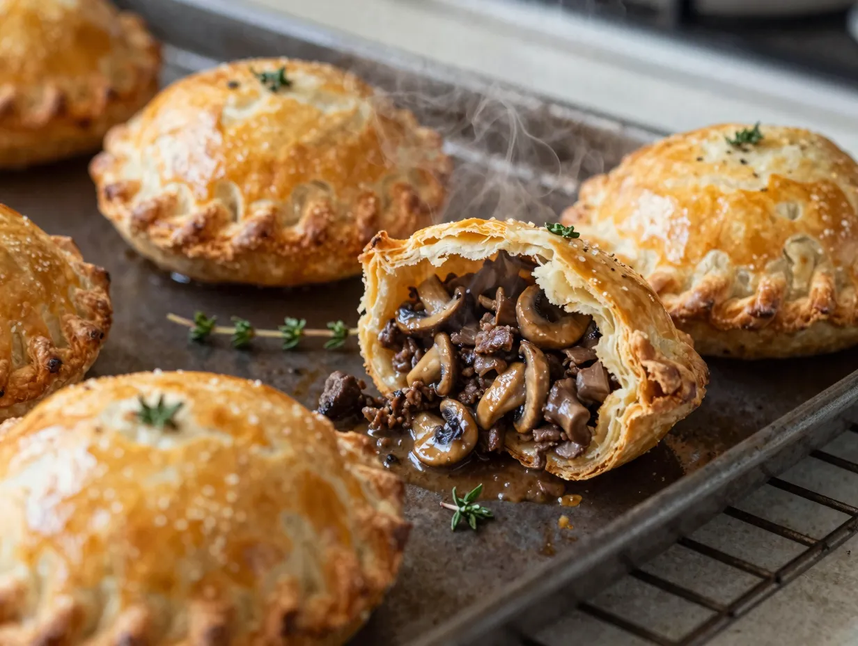 Venison and mushroom hand pies