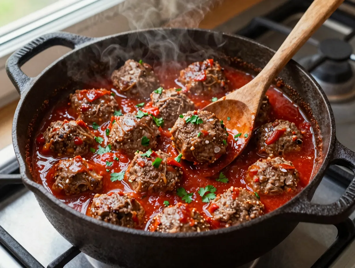 Classic italian venison meatballs in red sauce