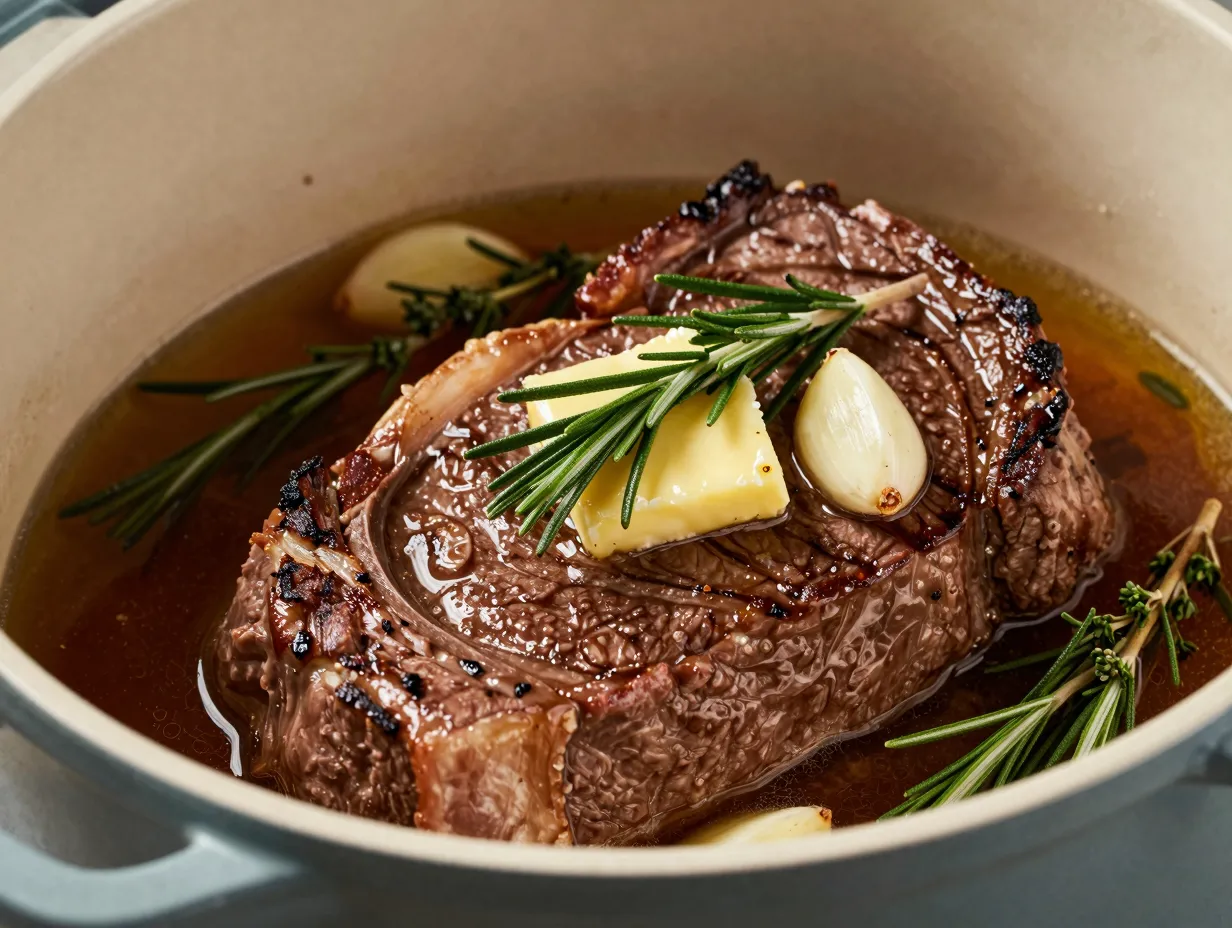 Garlic butter herb deer steak